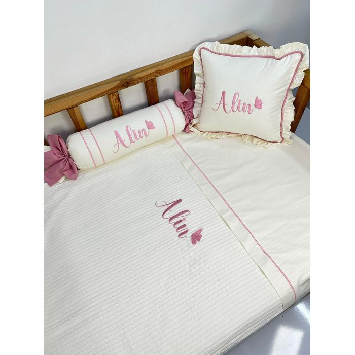 Pike takımı 5 parça krem örgü pike - krem poplin 9