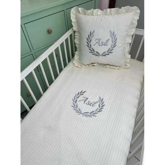 Pike takımı 5 parça krem örgü pike - krem poplin 2