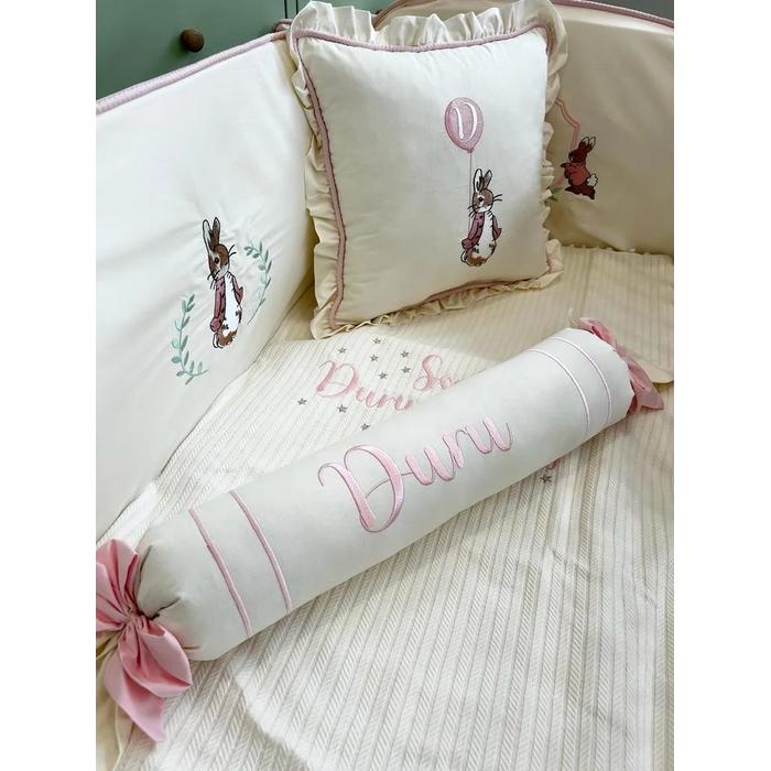 Pike takımı 5 parça krem örgü pike - krem poplin 3