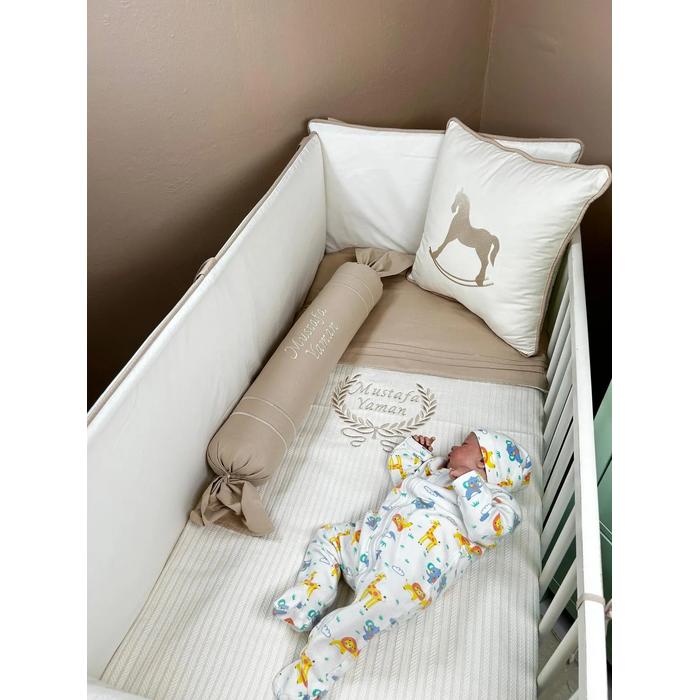 Pike takımı 5 parça krem örgü pike - bej poplin 4