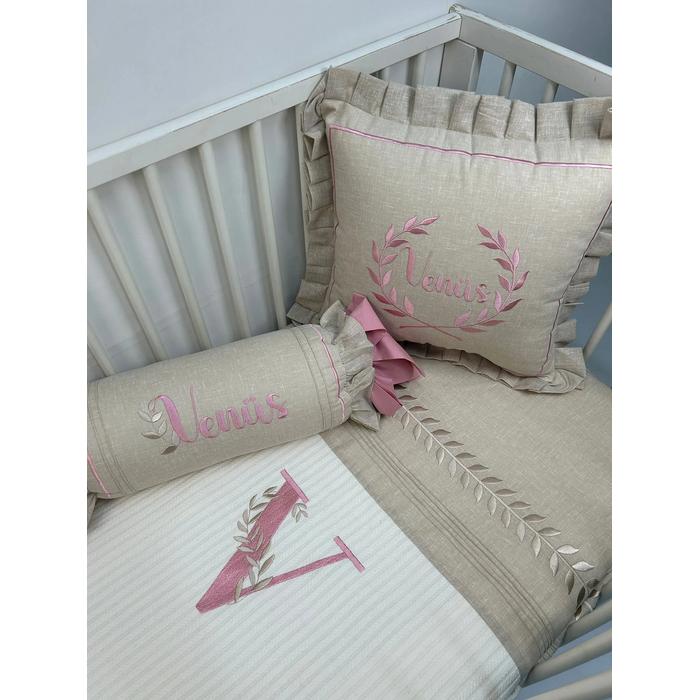 Pike takımı 5 parça krem örgü pike - isviçre keteni 