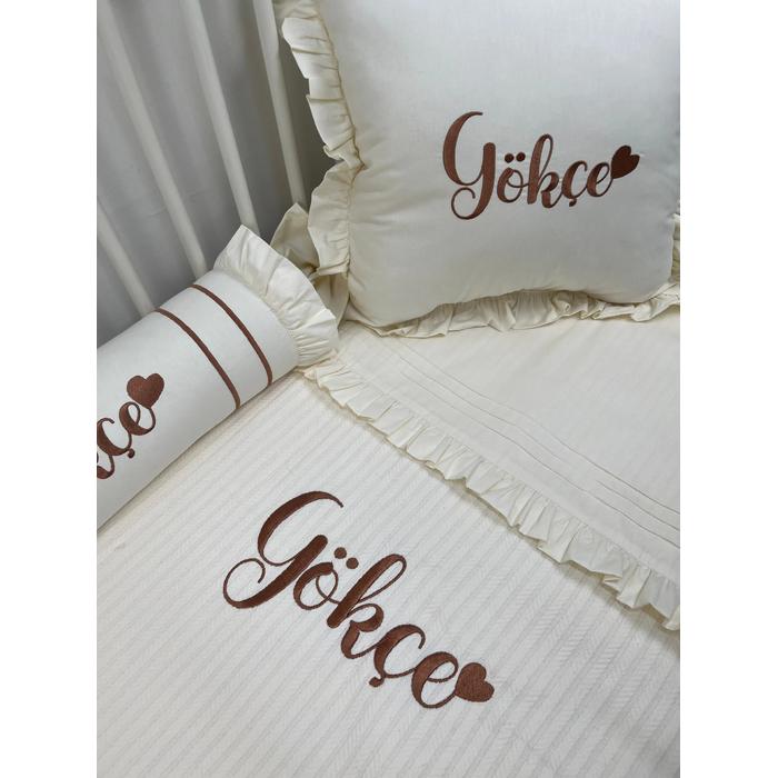 Pike takımı 5 parça krem örgü pike - krem poplin 6