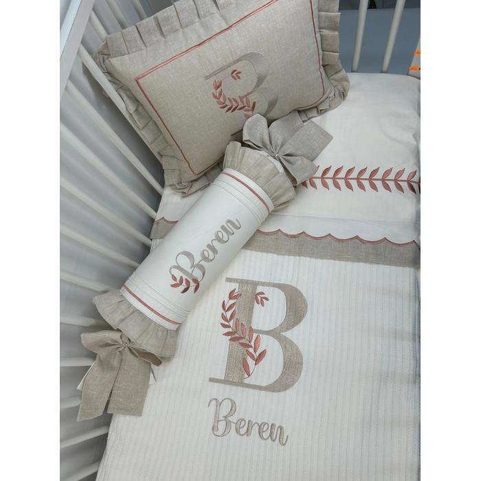 Pike takımı 5 parça krem örgü pike - bej isviçre keteni 6