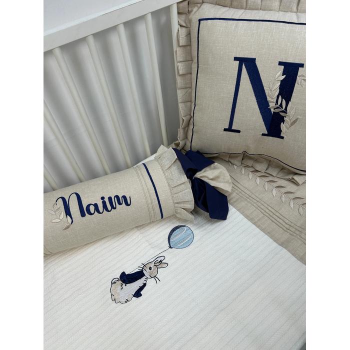 Pike takımı 5 parça krem örgü pike - bej isviçre keteni 7