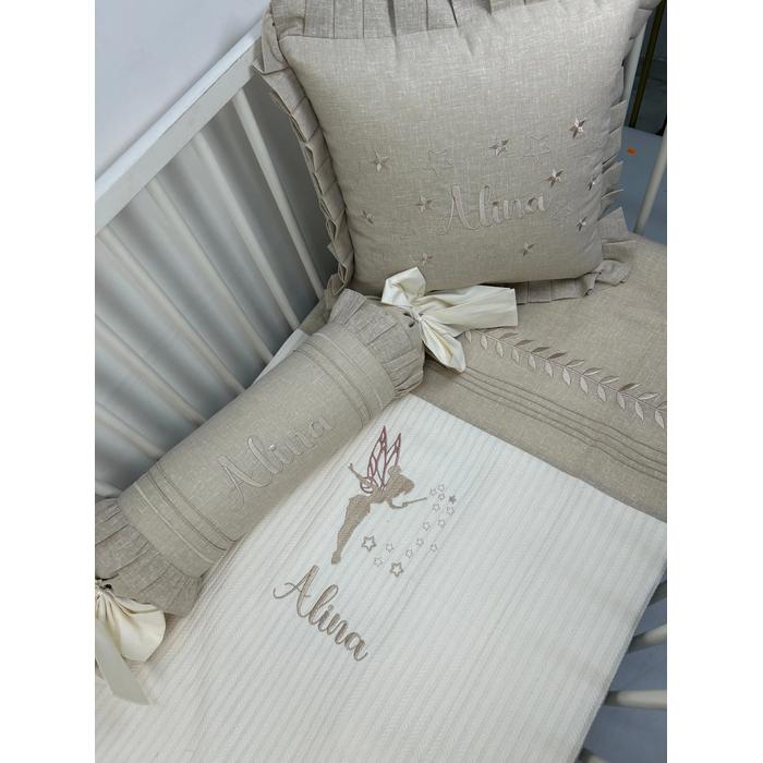 Pike takımı 5 parça krem örgü pike - bej rengi isviçre keteni 9