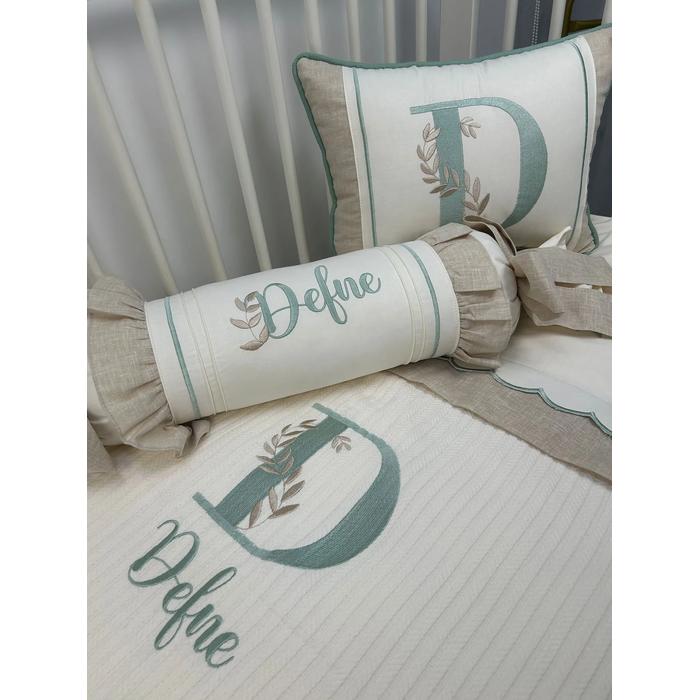 Pike takımı 5 parça krem örgü pike - bej isviçre keteni 15