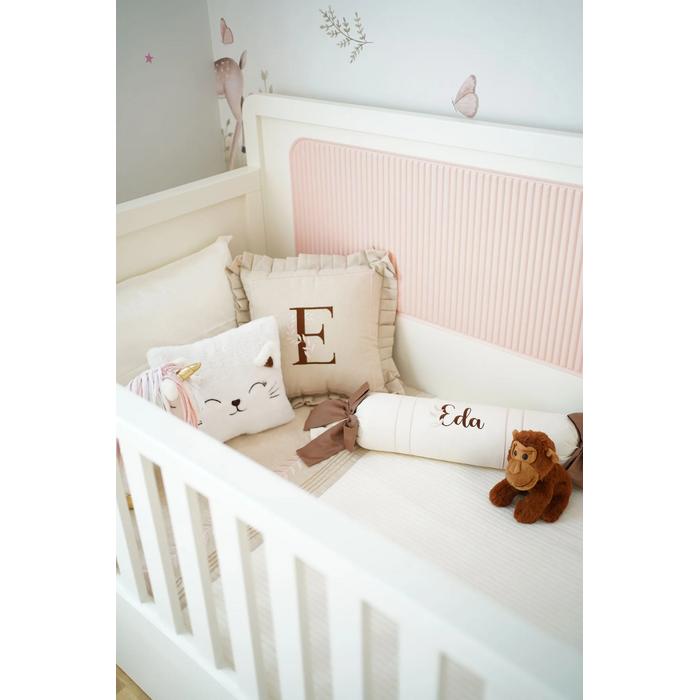 Pike takımı 5 parça krem örgü pike - bej isviçre keteni 17