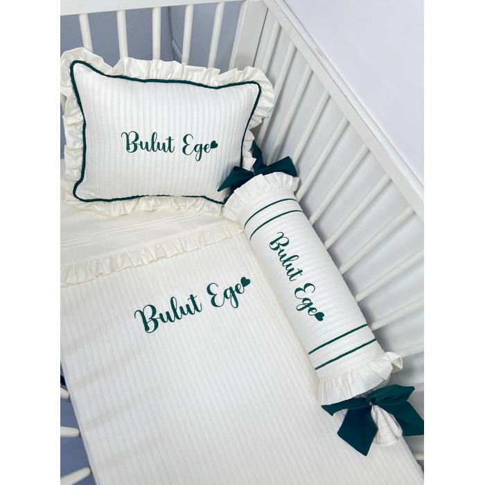 Pike takımı 5 parça krem örgü pike - krem poplin 8