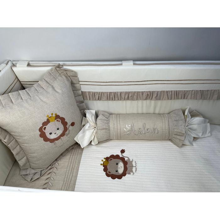 Pike takımı 5 parça krem örgü pike - bej isviçre keteni 18