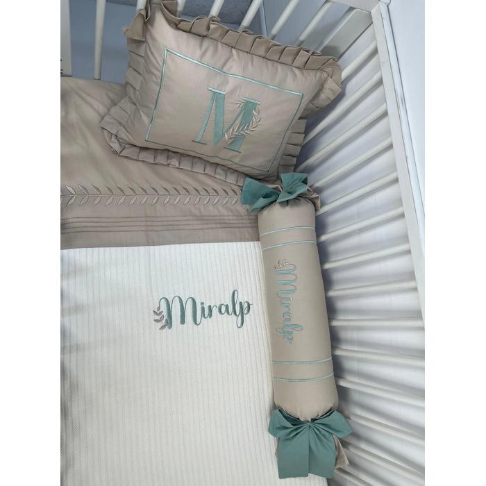 Pike takımı 5 parça krem örgü pike - bej poplin 6