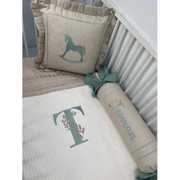 Pike takımı 5 parça krem örgü pike - bej isviçre keteni 21