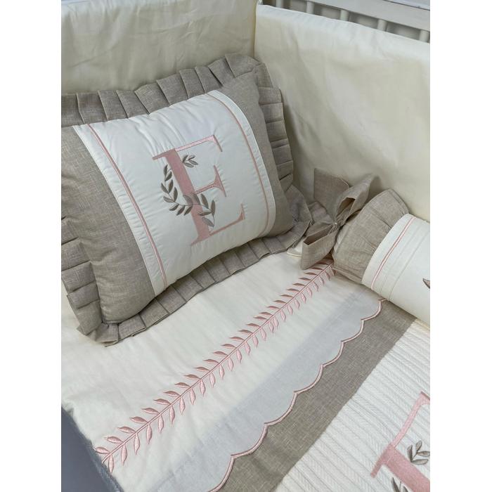 Pike takımı 5 parça krem örgü pike - bej isviçre keteni 23