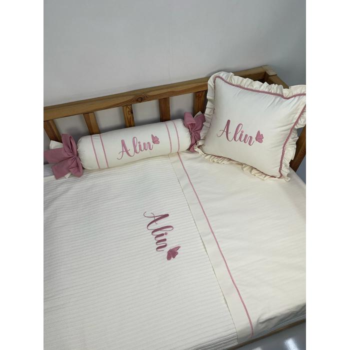 Pike takımı 5 parça krem örgü pike - krem poplin 9