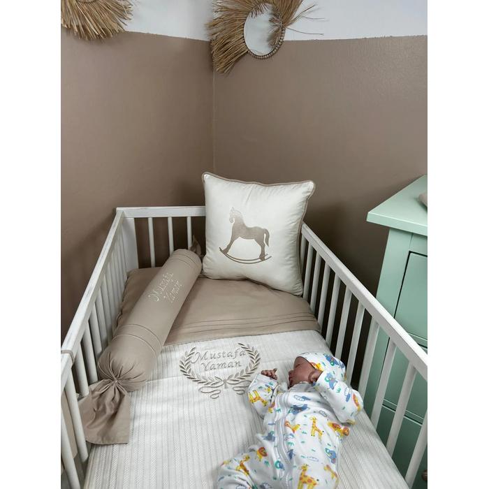 Pike takımı 5 parça krem örgü pike - bej poplin 4