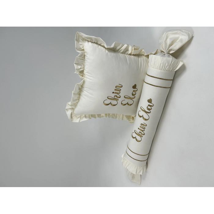 Pike takımı 5 parça krem örgü pike - krem poplin 4