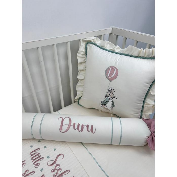 Pike takımı 5 parça krem örgü pike - krem poplin 5