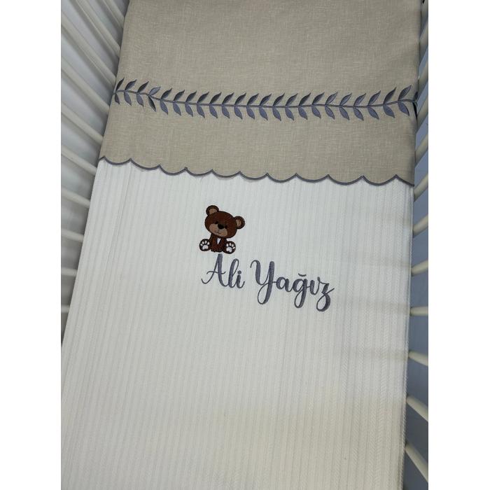 Pike takımı 5 parça krem örgü pike - bej isviçre keteni 11