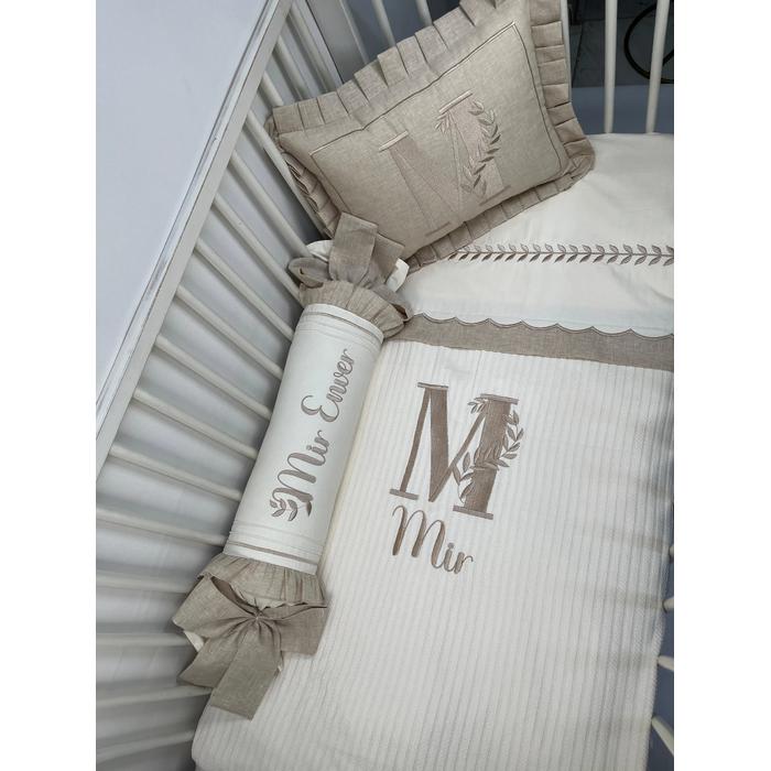 Pike takımı 5 parça krem örgü pike - bej isviçre keteni 12