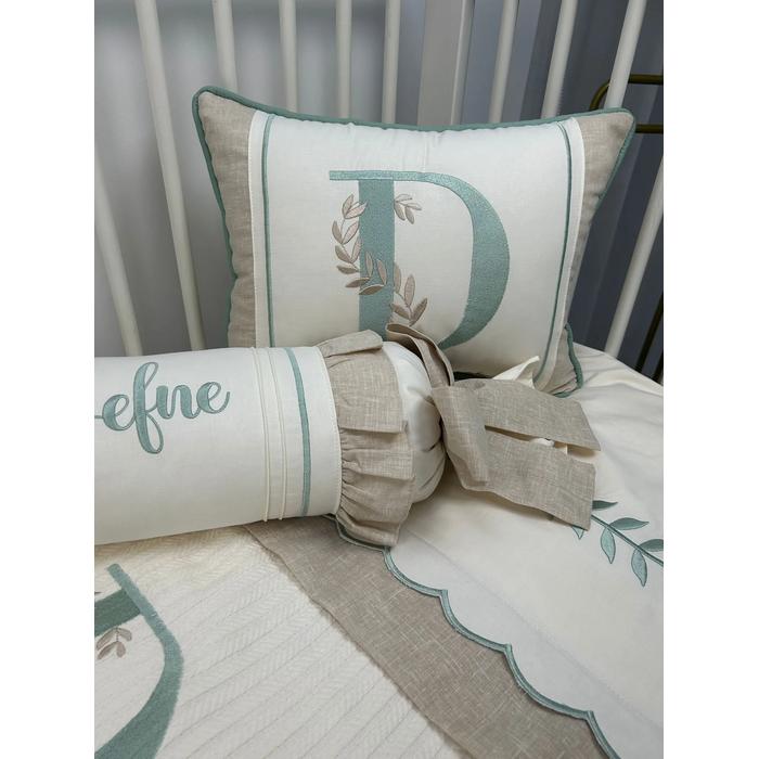 Pike takımı 5 parça krem örgü pike - bej isviçre keteni 15