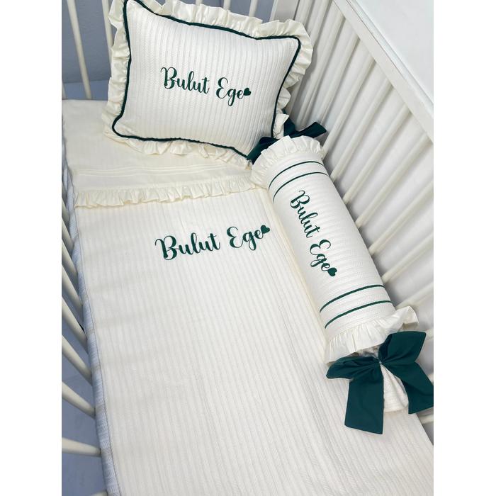 Pike takımı 5 parça krem örgü pike - krem poplin 8