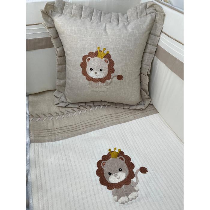 Pike takımı 5 parça krem örgü pike - bej isviçre keteni 18