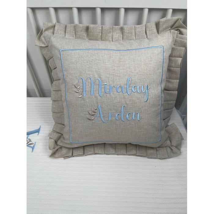 Pike takımı 5 parça krem örgü pike - bej isviçre keteni 19