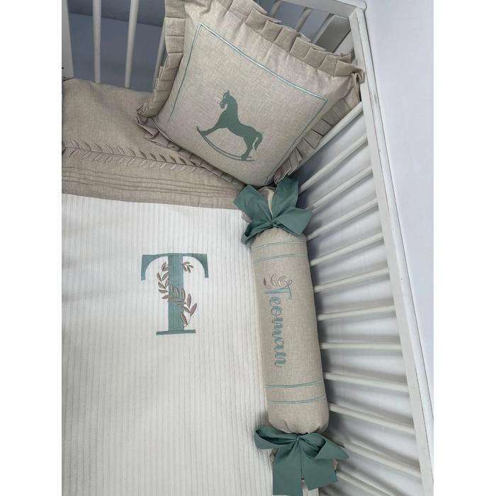 Pike takımı 5 parça krem örgü pike - bej isviçre keteni 21