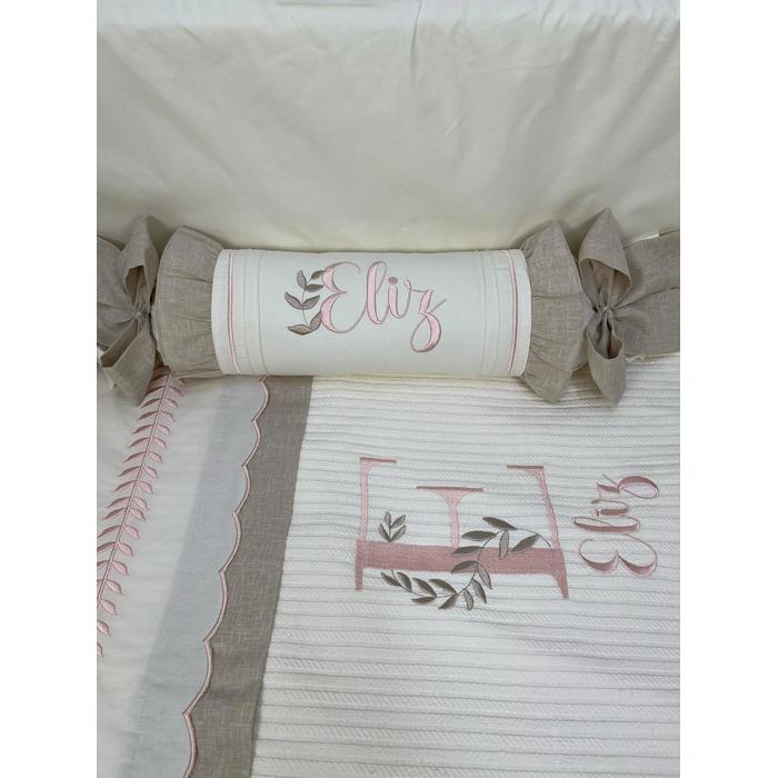 Pike takımı 5 parça krem örgü pike - bej isviçre keteni 23