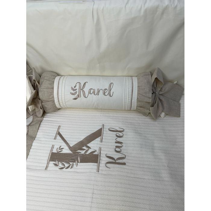 Pike takımı 5 parça krem örgü pike - bej isviçre keteni 24