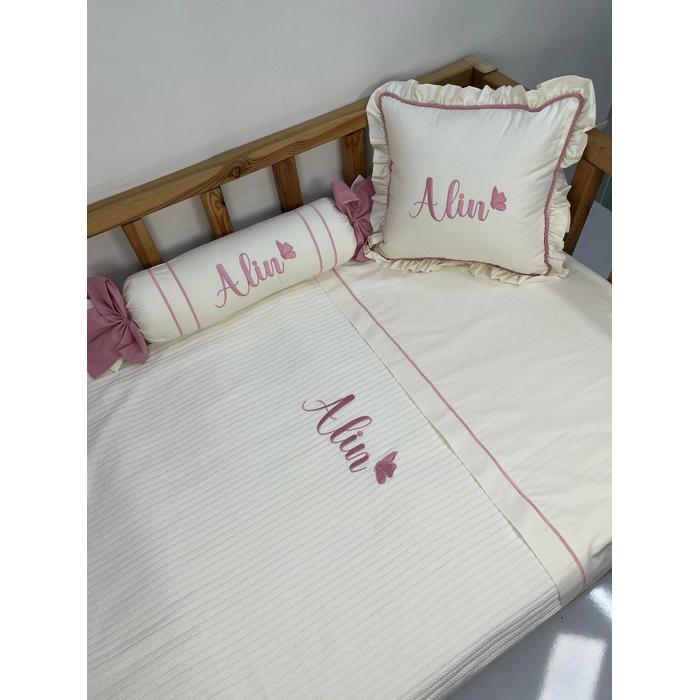 Pike takımı 5 parça krem örgü pike - krem poplin 9