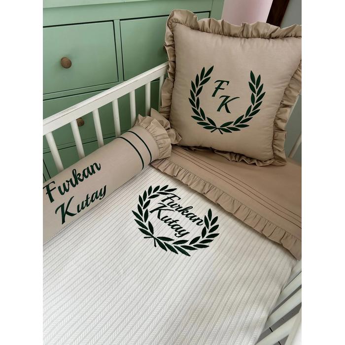 Pike takımı 5 parça krem örgü pike - bej poplin 2