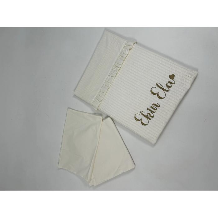 Pike takımı 5 parça krem örgü pike - krem poplin 4