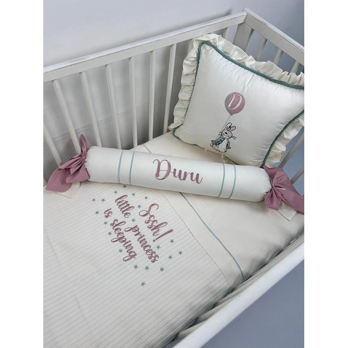 Pike takımı 5 parça krem örgü pike - krem poplin 5