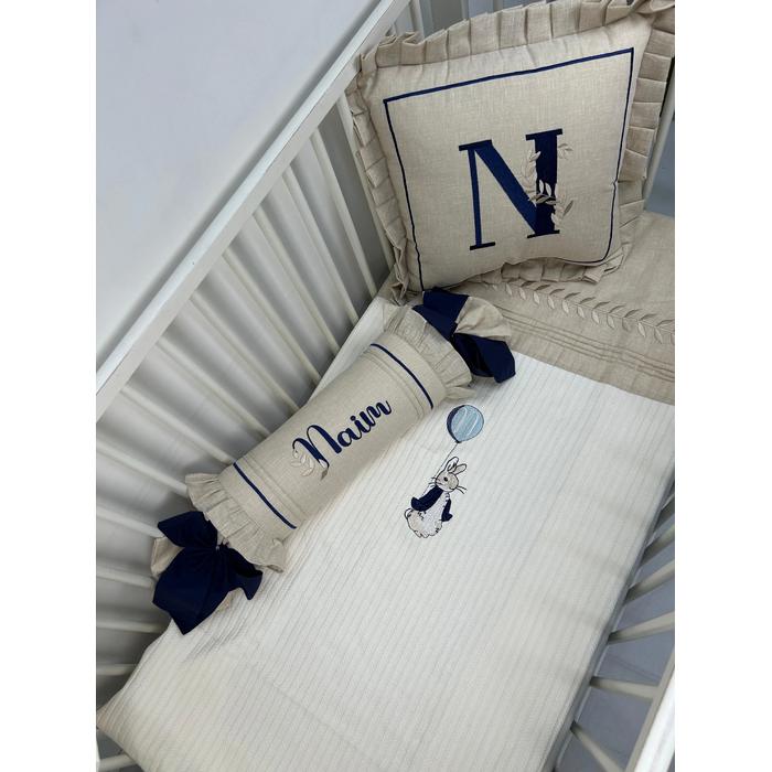 Pike takımı 5 parça krem örgü pike - bej isviçre keteni 7