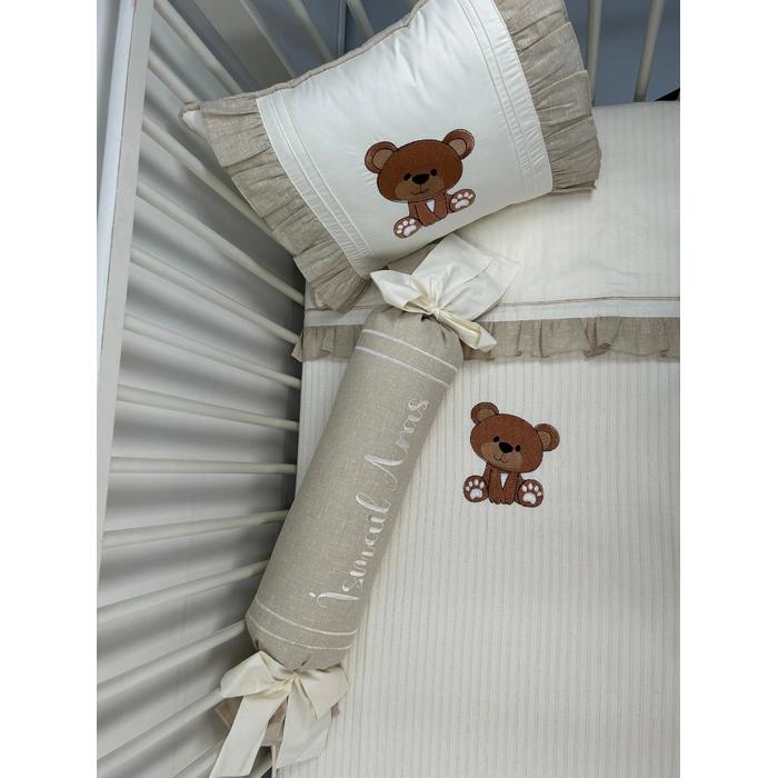 Pike takımı 5 parça krem örgü pike - bej isviçre keteni 8