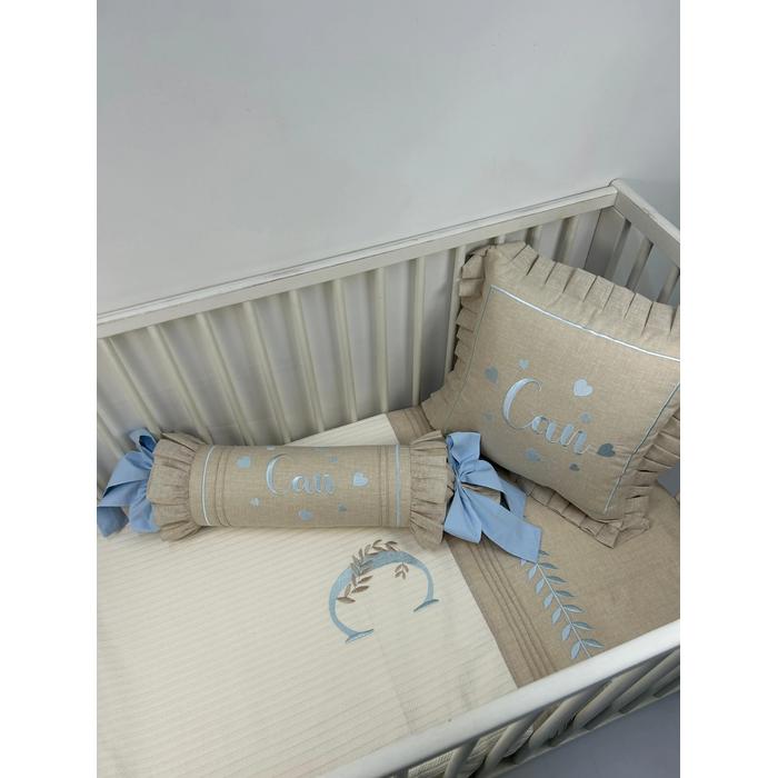 Pike takımı 5 parça krem örgü pike - bej isviçre keteni 13