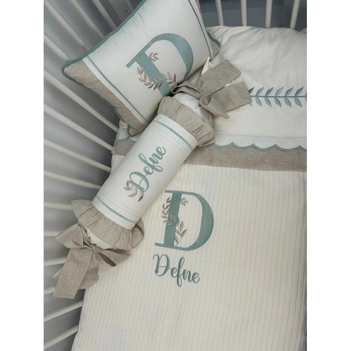 Pike takımı 5 parça krem örgü pike - bej isviçre keteni 15