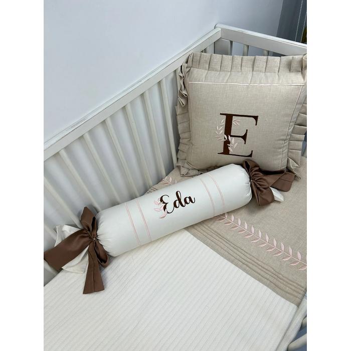 Pike takımı 5 parça krem örgü pike - bej isviçre keteni 17