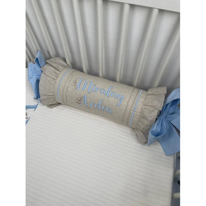 Pike takımı 5 parça krem örgü pike - bej isviçre keteni 19