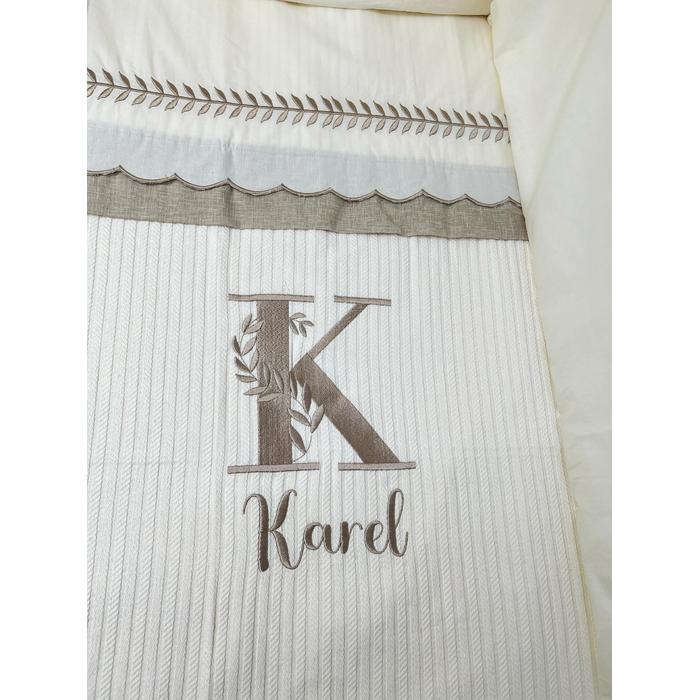 Pike takımı 5 parça krem örgü pike - bej isviçre keteni 24