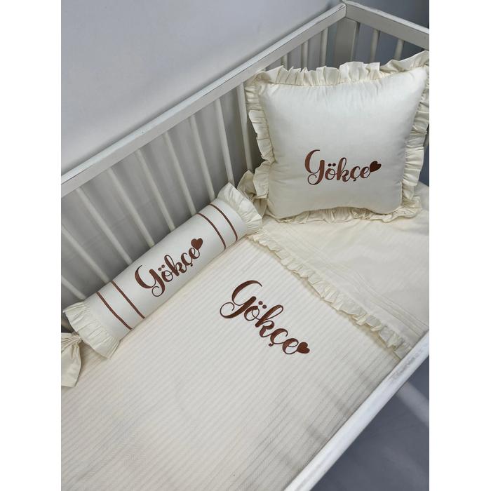 Pike takımı 5 parça krem örgü pike - krem poplin 6