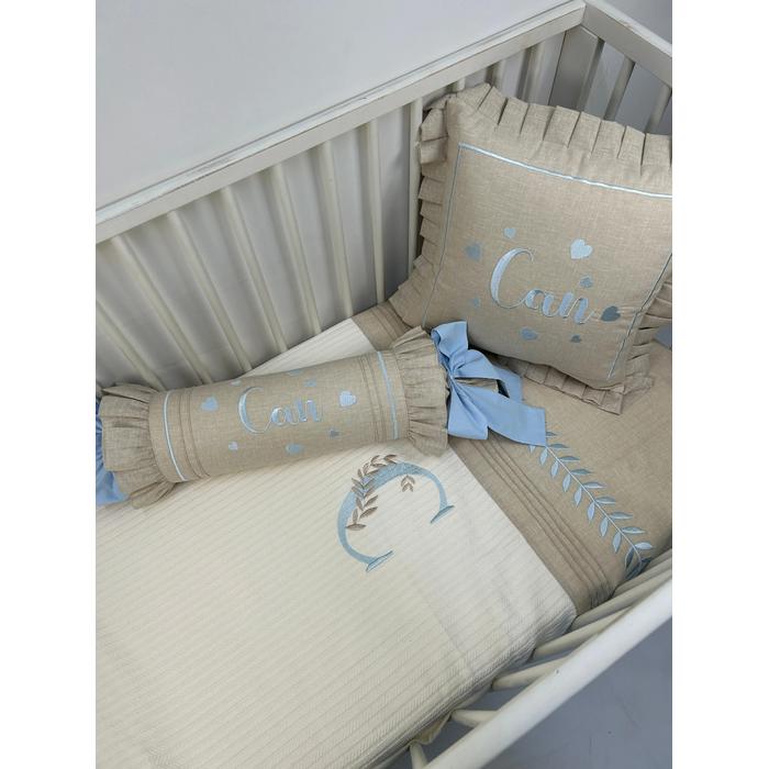 Pike takımı 5 parça krem örgü pike - bej isviçre keteni 13