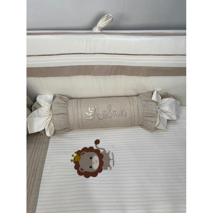 Pike takımı 5 parça krem örgü pike - bej isviçre keteni 18