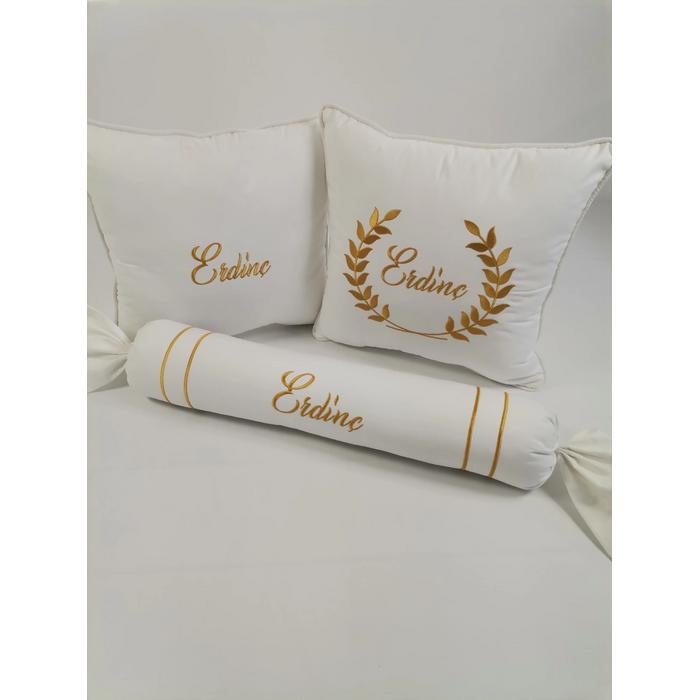 Pike takımı 6 parça baklava desenli pike - beyaz poplin