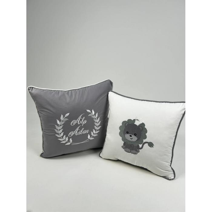 Pike takımı 6 parça beyaz örgü pike - koyu gri poplin