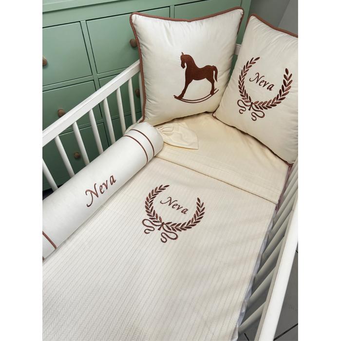 Pike takımı 6 parça krem örgü pike - krem poplin