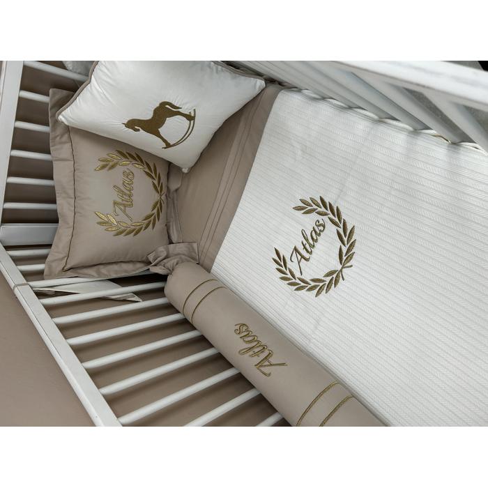 Pike takımı 6 parça krem örgü pike - bej poplin