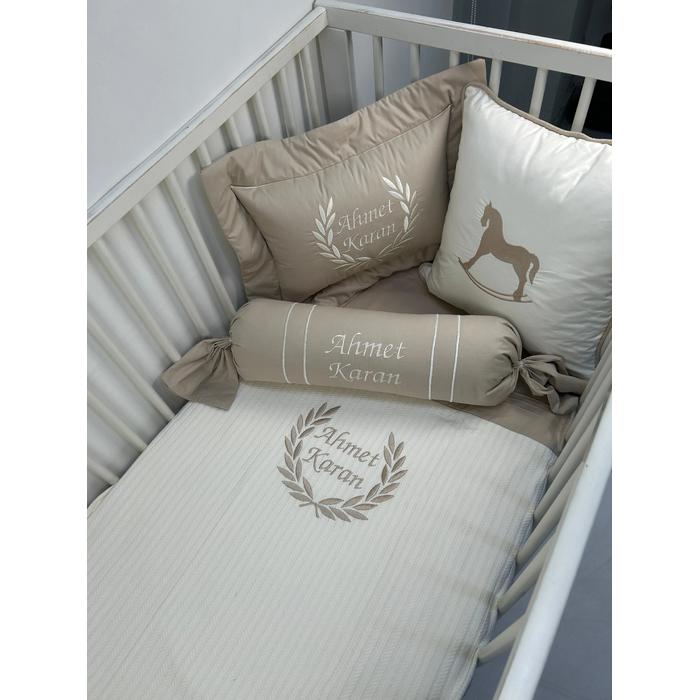 Pike takımı 6 parça krem örgü pike - bej poplin 2