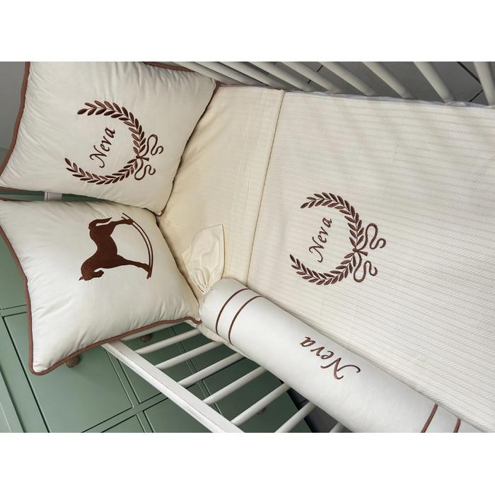 Pike takımı 6 parça krem örgü pike - krem poplin