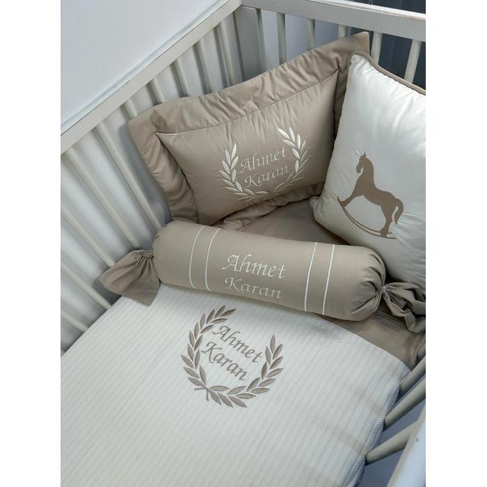 Pike takımı 6 parça krem örgü pike - bej poplin 2